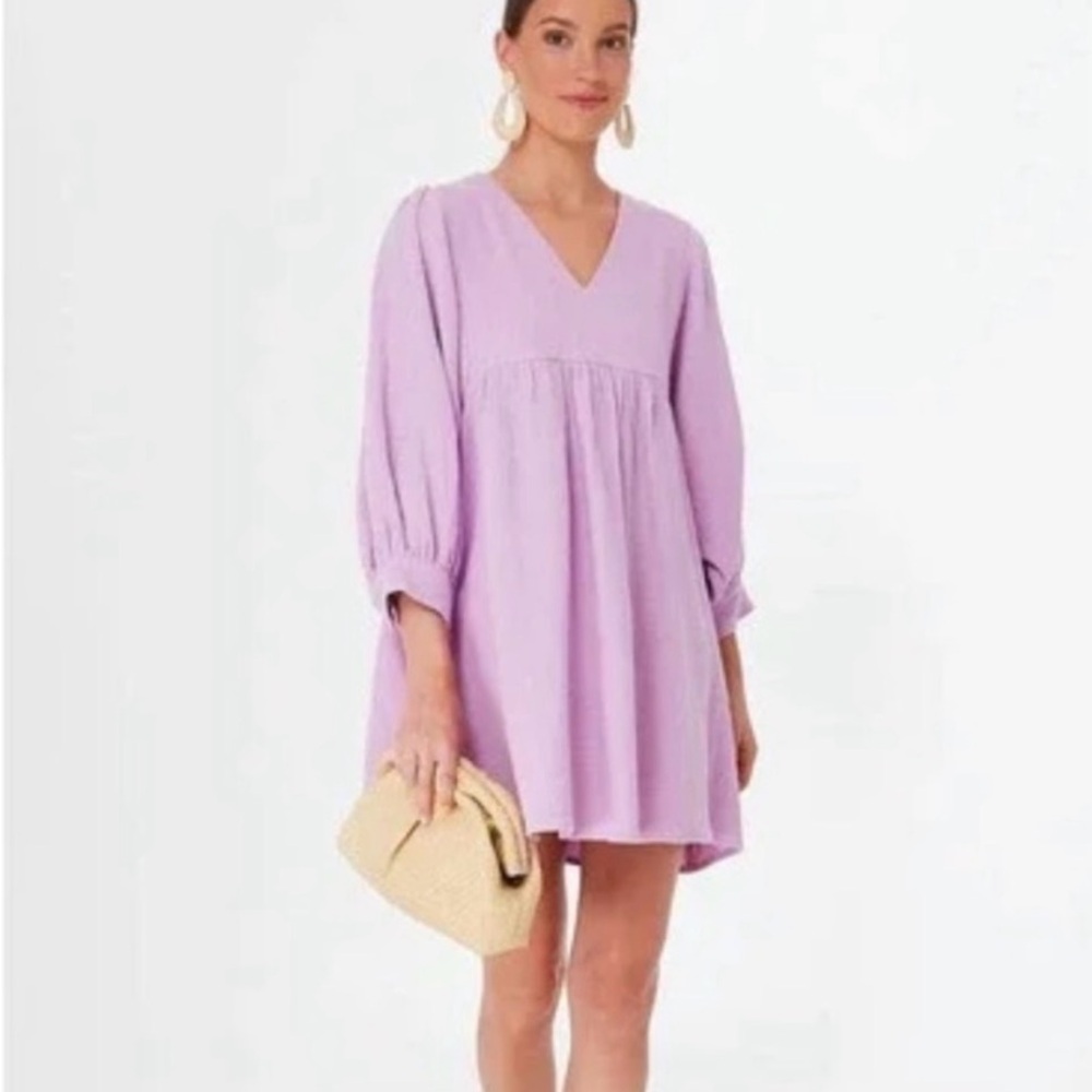 Pomander Place Lilac V-Neck Babydoll Dress - Long Sleeve
